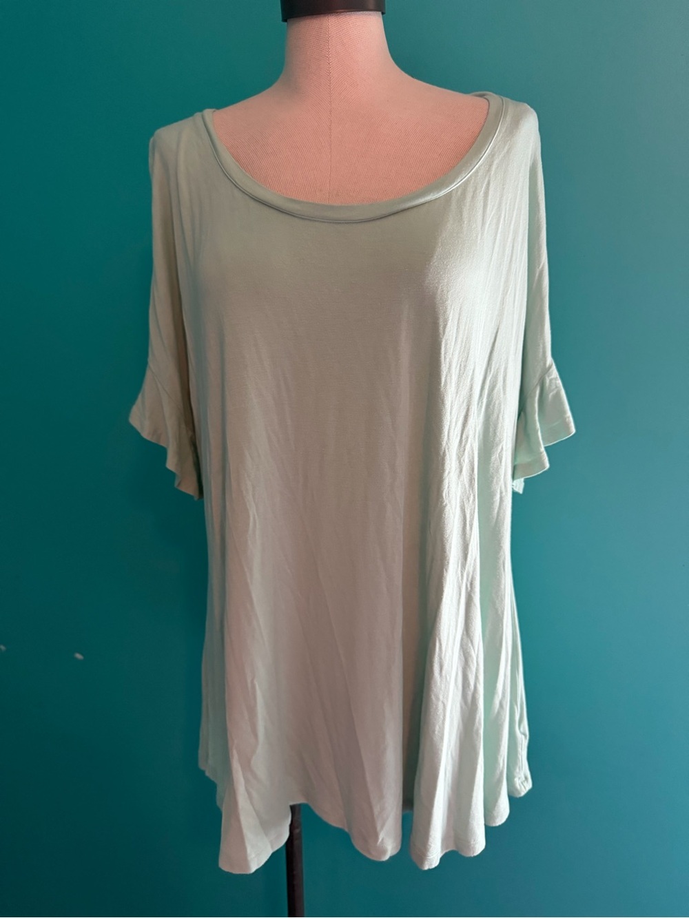 Lane Bryant Mint Scoop Neck Ruffle Sleeve Top